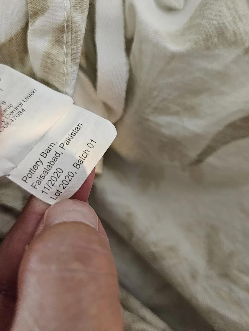 Pottery Barn Palm Toile Full/Queen Duvet Cover Tropical Organic Cotton Green